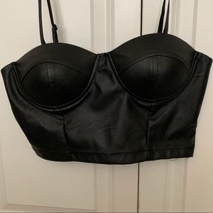 Faux leather corset crop top